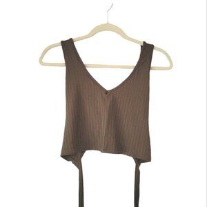 Green Sleeveless Cropped Tank Top Back Waist Tie